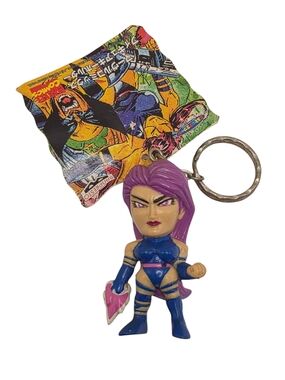 Vintage 1997 Banpresto Marvel Comics X-Men Psylocke Figure Keychain Japan Tag